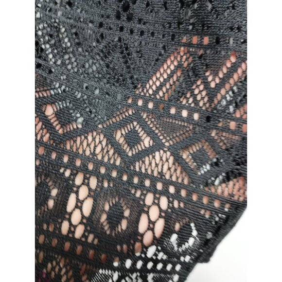 VTG Y2K Cache Tunic Top Womens Medium Black Lace Sheer Flare Sleeve Dark Fairy - Picture 5 of 10